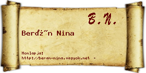 Berán Nina névjegykártya
